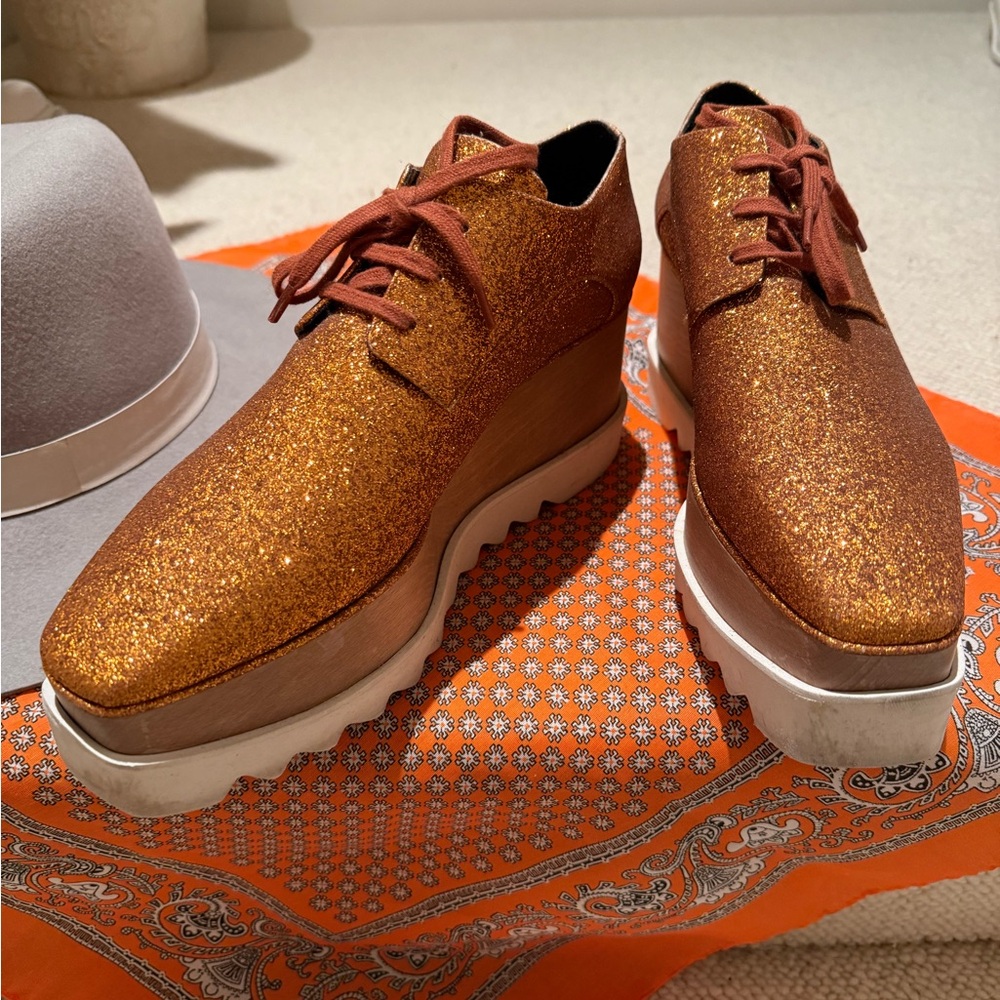 Stella McCartney Glittery Gold Women's Oxfords